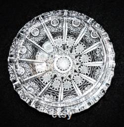 Vintage Bohemia Czech 24 hand cut Queen lace crystal covered candy powder trinket box