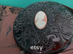 Vintage Boudoir Cameo Powder Jar Container Vanity Decor Jewelry Box Holder Dish Catchall Free Shipping