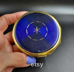 Vintage Brass Enamel Powder Compact Collectible 1970s USSR Mirror