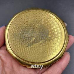 Vintage Brass Enamel Powder Compact Collectible 1970s USSR Mirror
