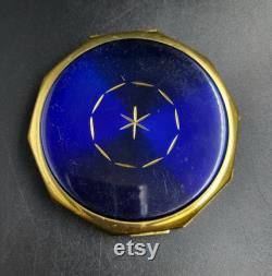 Vintage Brass Enamel Powder Compact Collectible 1970s USSR Mirror