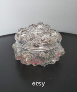 Vintage Cabbage Rose Goofus Glass Powder Jar