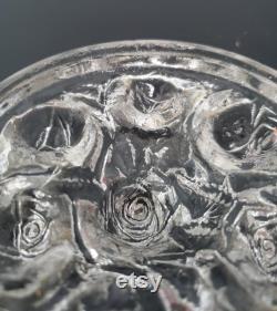 Vintage Cabbage Rose Goofus Glass Powder Jar
