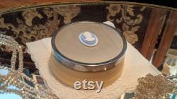 Vintage Cameo Celluloid Vanity Trinket Box. Powder Jar, Boudoir, 1940s