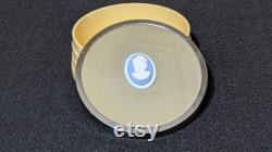 Vintage Cameo Celluloid Vanity Trinket Box. Powder Jar, Boudoir, 1940s