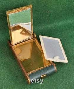 Vintage Camera Type All In One Powder Compact With Lipstick Holder And Cigarette Compartment Showing Map Of USA Occupied Germany To Front.