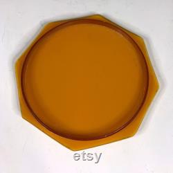 Vintage Celluloid Amber Glass Powder Box Jar Bakelite Art Deco Antique