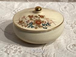 Vintage Ceramic Floral Powder Box Satsuma Japan