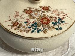 Vintage Ceramic Floral Powder Box Satsuma Japan
