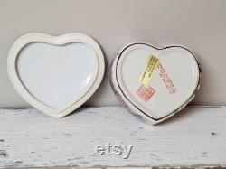 Vintage Ceramic Macau Heart Shaped Trinket Box Pink Rose Chinoiserie Trinket Keeper Dressing Table Treasure Holder Vanity Jewelry Dish withLid