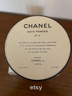 Vintage Chanel Dusting Powder Box, Chanel No 5 Bath Powder Box With Puff, Vintage Bathroom Decor