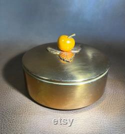 Vintage Chase USA Copper Wash Powder Jar Storage Canister Golden Apple