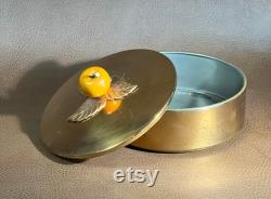 Vintage Chase USA Copper Wash Powder Jar Storage Canister Golden Apple