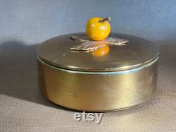 Vintage Chase USA Copper Wash Powder Jar Storage Canister Golden Apple