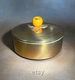 Vintage Chase USA Copper Wash Powder Jar Storage Canister Golden Apple