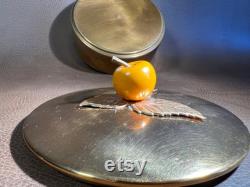 Vintage Chase USA Copper Wash Powder Jar Storage Canister Golden Apple