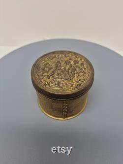 Vintage Cherub Brass Powder Box, Tin, Jar, 3440 , D8