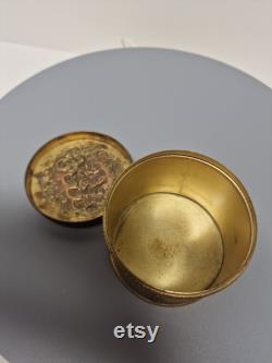 Vintage Cherub Brass Powder Box, Tin, Jar, 3440 , D8