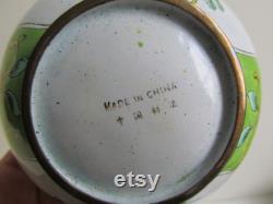 Vintage Chinese cloisonné box, Canton metal enamel box, handpainted vintage storage pot, famille verte jewelry trinket powder pot