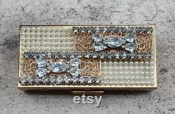 Vintage Cigarette Case Rhinestone case, Seed Pearl and Rhinestone Case, Vintage Trickettes by Weisner of Miami, Trickettes Case