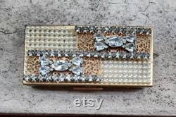 Vintage Cigarette Case Rhinestone case, Seed Pearl and Rhinestone Case, Vintage Trickettes by Weisner of Miami, Trickettes Case