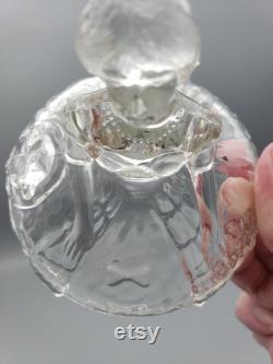 Vintage Clear Figural Powder Jar Lady with hat in hand Jeannette Glass Sears Crinoline Girl