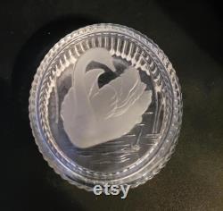 Vintage Clear Glass Powder Jar with Frosted Glass Swan