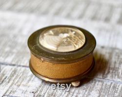 Vintage Copper Women Powder Box Mirror Vintage Gift Retro Fashion