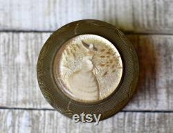Vintage Copper Women Powder Box Mirror Vintage Gift Retro Fashion