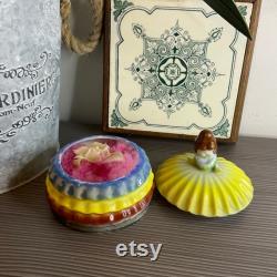 Vintage Crinoline Lady Powder Pot, Made in Japan, Trinket Dish, Kitsch