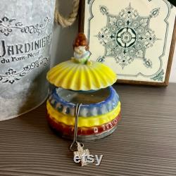 Vintage Crinoline Lady Powder Pot, Made in Japan, Trinket Dish, Kitsch