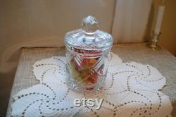 Vintage Cut Crystal Covered Jar Made in Zawiercie Poland Genuine 24 Lead Crystal