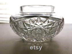 Vintage Cut Crystal Powder Jar, Clear Cut Faceted Crystal, Collectible Crystal Powder Jar