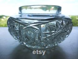 Vintage Cut Crystal Powder Jar, Clear Cut Faceted Crystal, Collectible Crystal Powder Jar