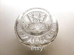 Vintage Cut Crystal Powder Jar, Clear Cut Faceted Crystal, Collectible Crystal Powder Jar