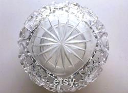 Vintage Cut Crystal Powder Jar, Clear Cut Faceted Crystal, Collectible Crystal Powder Jar
