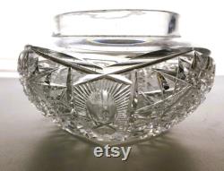 Vintage Cut Crystal Powder Jar, Clear Cut Faceted Crystal, Collectible Crystal Powder Jar