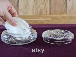 Vintage Cut Crystal Powder Pot Starburst and Swirl Design