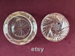 Vintage Cut Crystal Powder Pot Starburst and Swirl Design