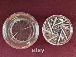 Vintage Cut Crystal Powder Pot Starburst and Swirl Design