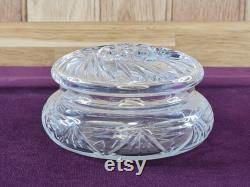 Vintage Cut Crystal Powder Pot Starburst and Swirl Design
