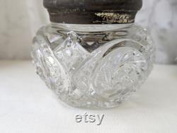 Vintage Cut Glass Dresser Jar with Yellow Lid