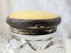 Vintage Cut Glass Dresser Jar with Yellow Lid