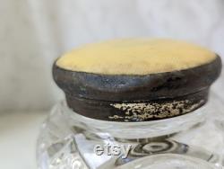 Vintage Cut Glass Dresser Jar with Yellow Lid