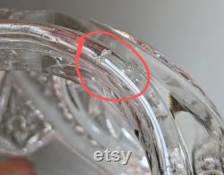 Vintage Cut Glass Dresser Jar with Yellow Lid