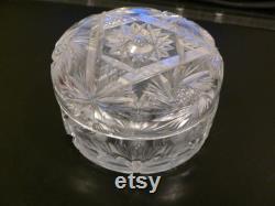 Vintage Cut Glass Powder Jar, Cut Glass Vanity Jar
