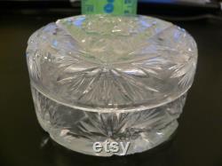 Vintage Cut Glass Powder Jar, Cut Glass Vanity Jar