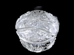 Vintage Cut Glass Powder Jar Lidded Box Trinket Vanity