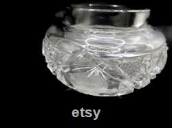 Vintage Cut Glass Powder Jar Lidded Box Trinket Vanity