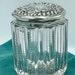 Vintage Cut Glass Powder Vanity Jar with Sterling Cover